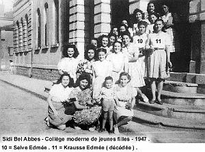 SIDI BEL ABBES  COLLEGE MODERNE DE JEUNES FILLES 1947